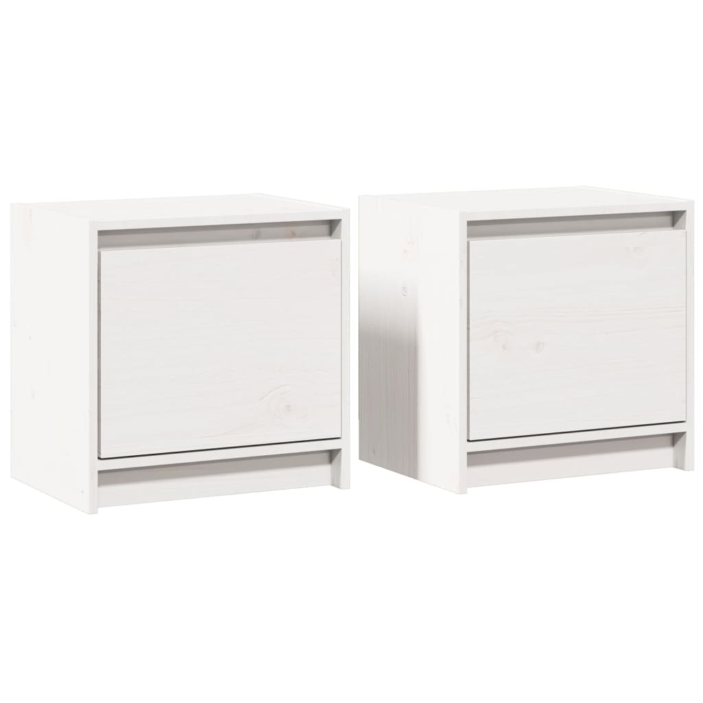 Solid Pinewood Bedside Cabinets 2 pcs - White, 40x30.5x40 cm