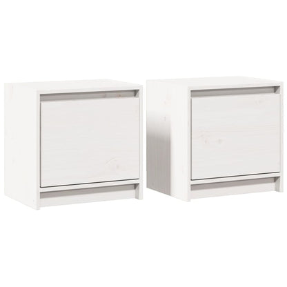 Solid Pinewood Bedside Cabinets 2 pcs - White, 40x30.5x40 cm