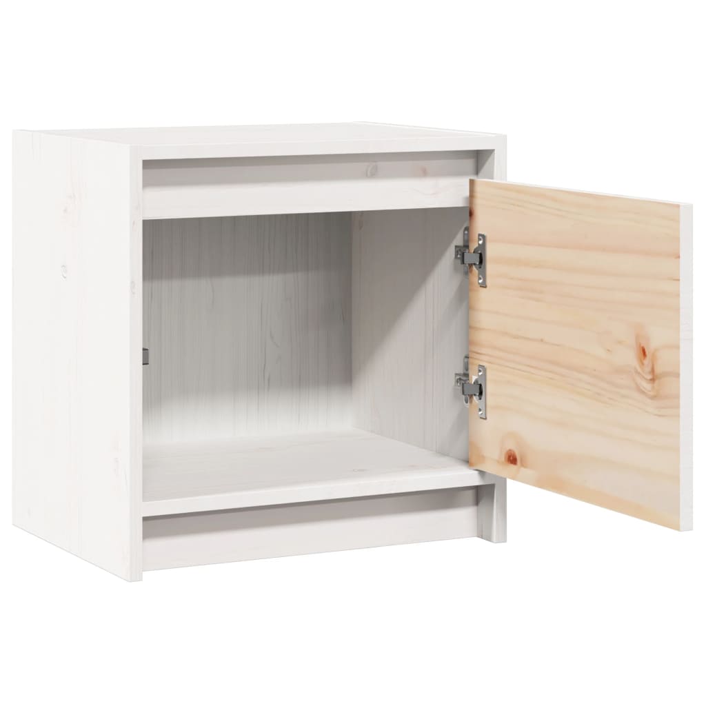 Solid Pinewood Bedside Cabinets 2 pcs - White, 40x30.5x40 cm
