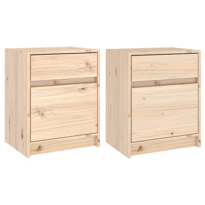 Solid Pinewood Bedside Cabinets Set of 2 - 40x31x50 cm