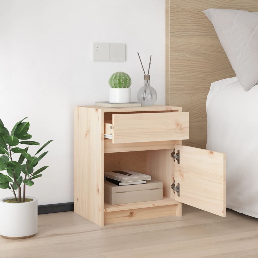 Solid Pinewood Bedside Cabinets Set of 2 - 40x31x50 cm
