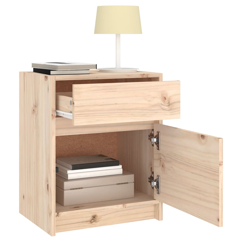 Solid Pinewood Bedside Cabinets Set of 2 - 40x31x50 cm