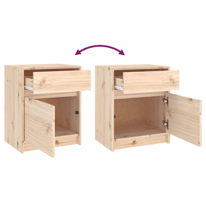 Solid Pinewood Bedside Cabinets Set of 2 - 40x31x50 cm