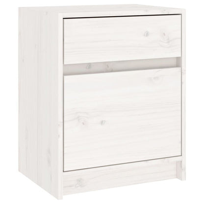 White Solid Pinewood Bedside Cabinet 40x31x50 cm