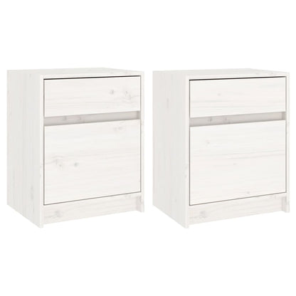 White Solid Pinewood Bedside Cabinets Set (2 pcs) - 40x31x50 cm