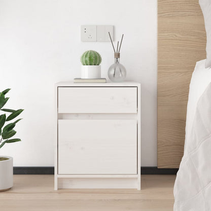 White Solid Pinewood Bedside Cabinets Set (2 pcs) - 40x31x50 cm