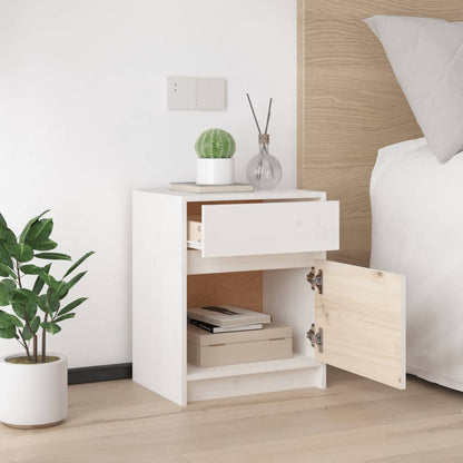 White Solid Pinewood Bedside Cabinets Set (2 pcs) - 40x31x50 cm