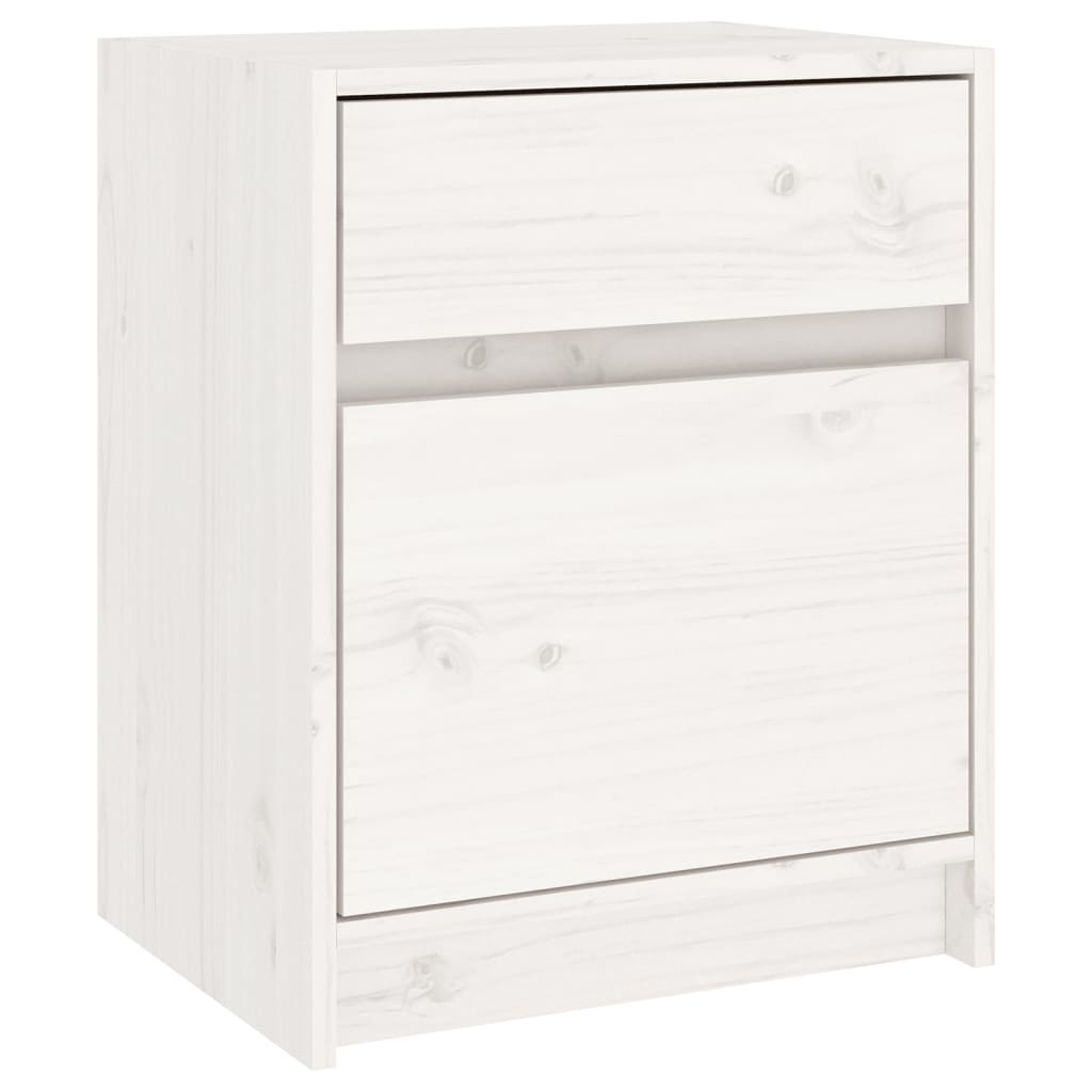White Solid Pinewood Bedside Cabinets Set (2 pcs) - 40x31x50 cm