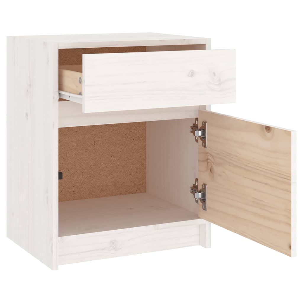 White Solid Pinewood Bedside Cabinets Set (2 pcs) - 40x31x50 cm
