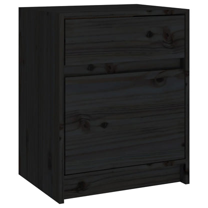 Black Solid Pinewood Bedside Cabinets 2 pcs - 40x31x50 cm
