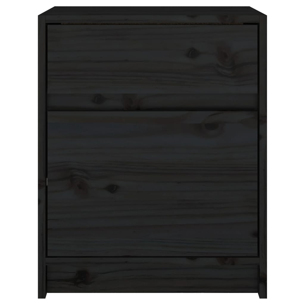 Black Solid Pinewood Bedside Cabinets 2 pcs - 40x31x50 cm