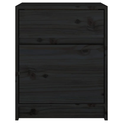 Black Solid Pinewood Bedside Cabinets 2 pcs - 40x31x50 cm