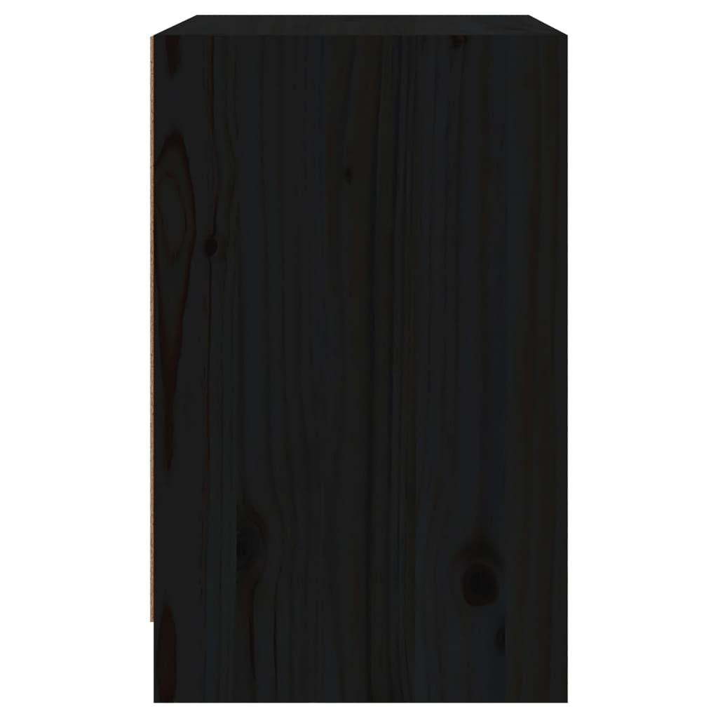 Black Solid Pinewood Bedside Cabinets 2 pcs - 40x31x50 cm