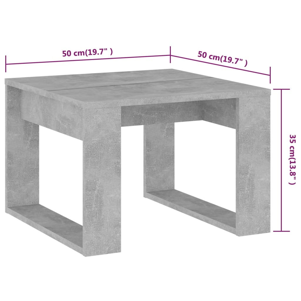 Side Table Concrete Grey 50x50x35 cm Engineered Wood