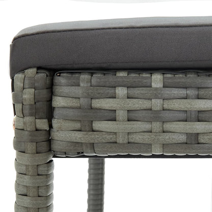 Grey Poly Rattan Garden Bar Stools with Cushions - Set of 2