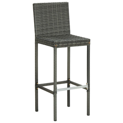 4 Grey Poly Rattan Garden Bar Stools with Cushions