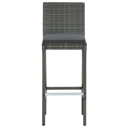 4 Grey Poly Rattan Garden Bar Stools with Cushions