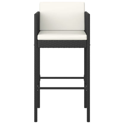 Black Poly Rattan Bar Stools Set of 2 with Cushions