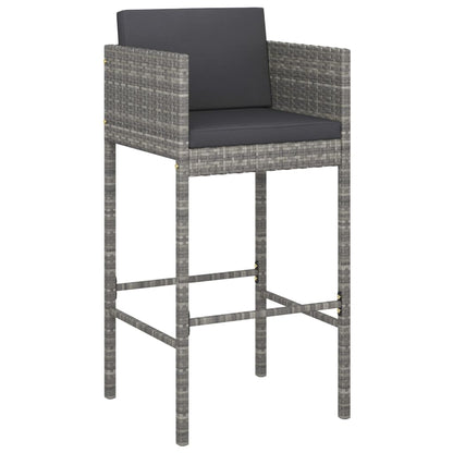 Grey Poly Rattan Bar Stools Set of 4 with Cushions