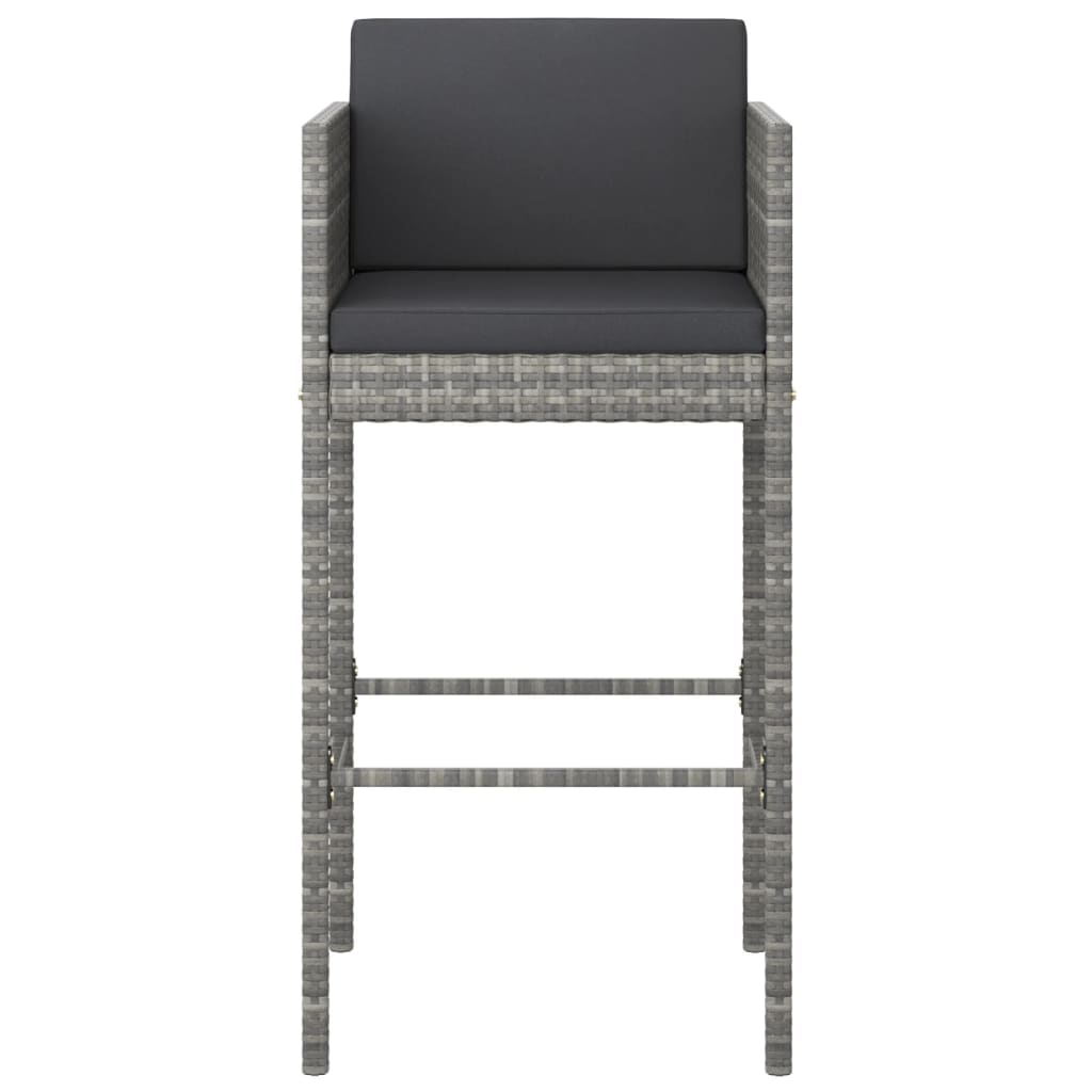 Grey Poly Rattan Bar Stools Set of 4 with Cushions