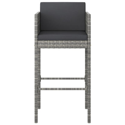 Grey Poly Rattan Bar Stools Set of 4 with Cushions
