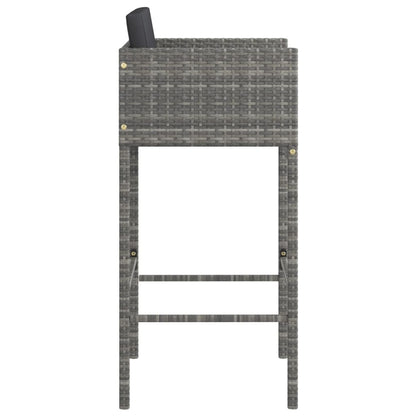 Grey Poly Rattan Bar Stools Set of 4 with Cushions