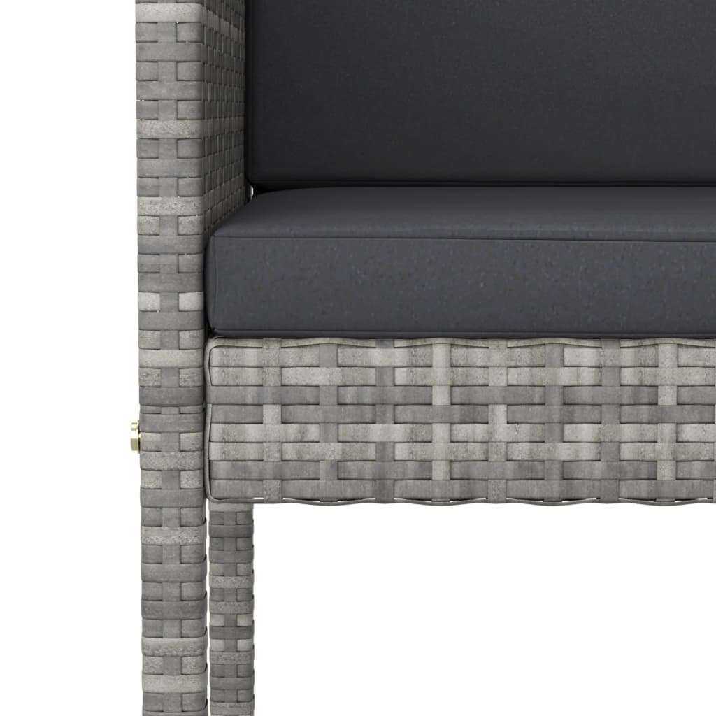 Grey Poly Rattan Bar Stools Set of 4 with Cushions
