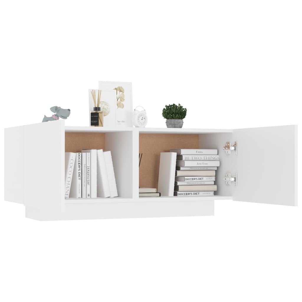 White Bedside Cabinet 100x35x40 cm - Engineered Wood Furniture
