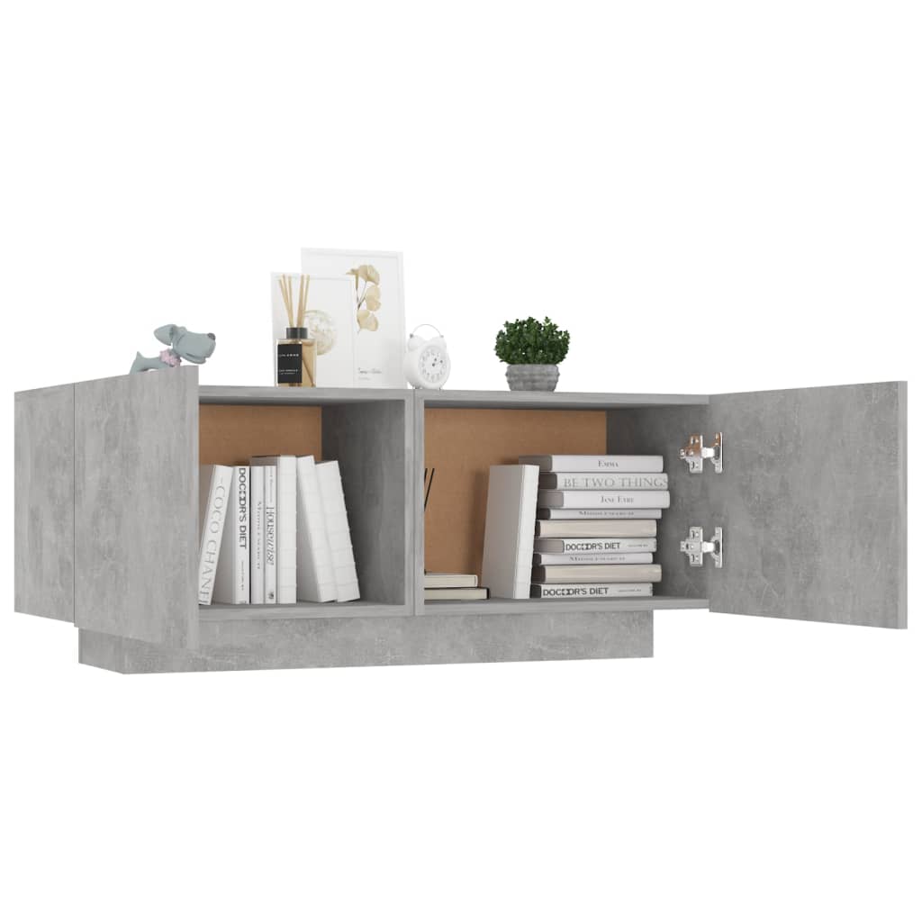 Concrete Grey Bedside Cabinet - 100x35x40 cm Engineered Wood