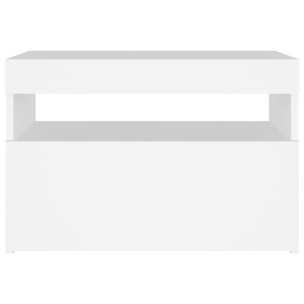 White Bedside Cabinet Set with LED Lights - Engineered Wood, 60x35x40 cm