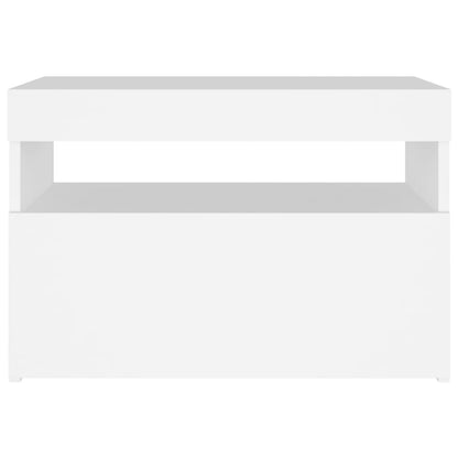 White Bedside Cabinet Set with LED Lights - Engineered Wood, 60x35x40 cm