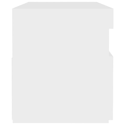 White Bedside Cabinet Set with LED Lights - Engineered Wood, 60x35x40 cm