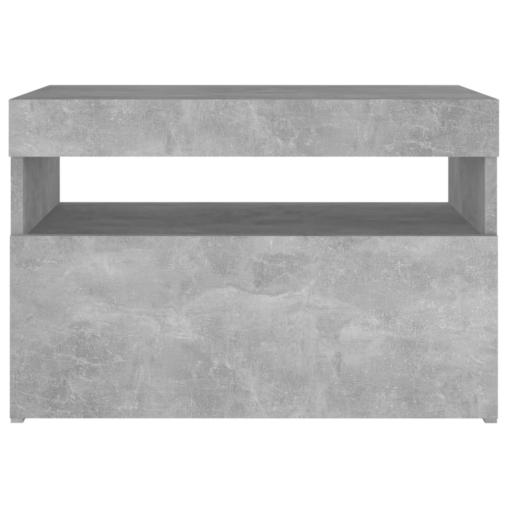 Concrete Grey Bedside Cabinet with LED Lights - 60x35x40 cm