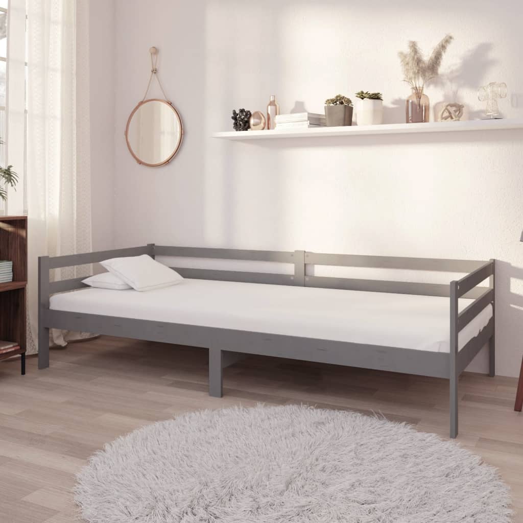 Solid Pine Day Bed, Grey, 90x200cm - Mattress Not Included