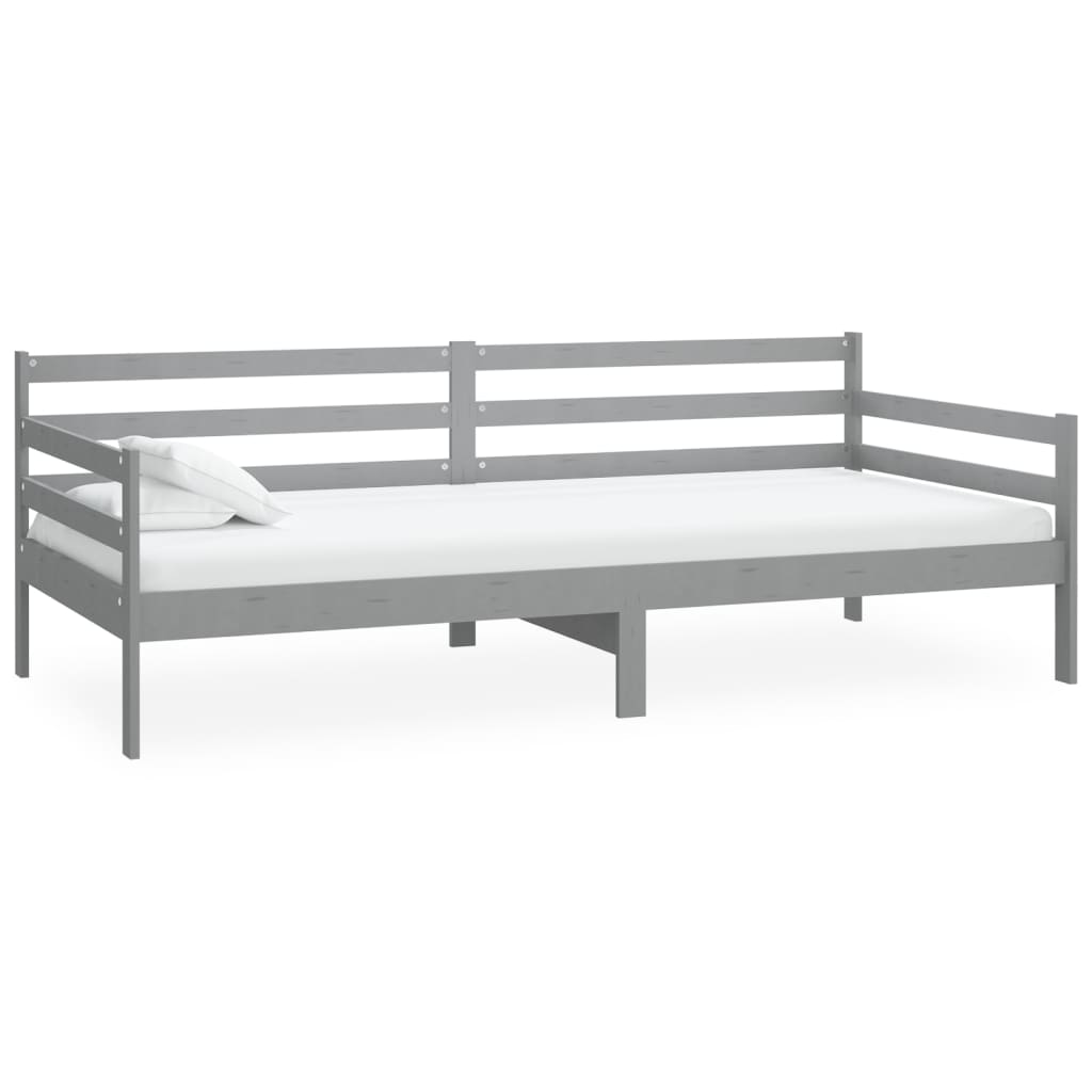 Grey Solid Pine Wood Day Bed Frame 90x200cm - No Mattress Included