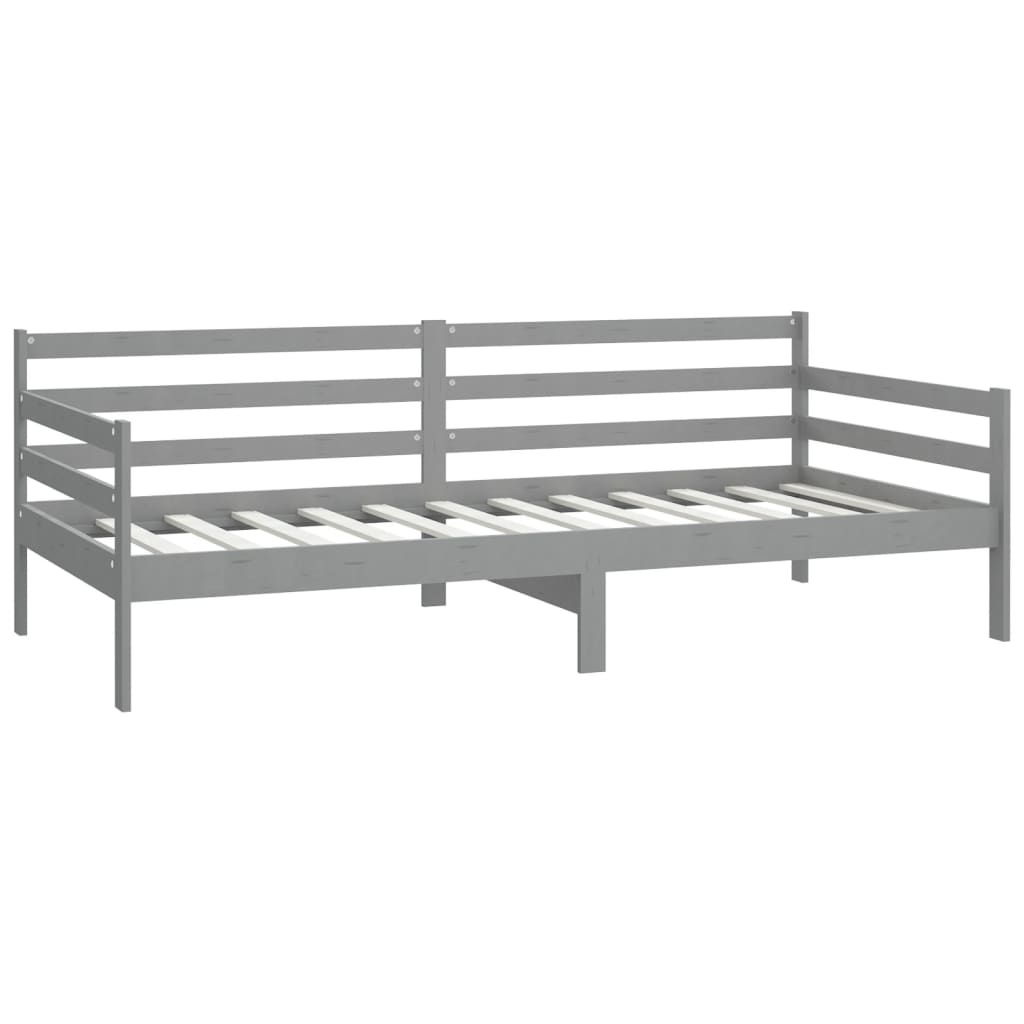 Grey Solid Pine Wood Day Bed Frame 90x200cm - No Mattress Included