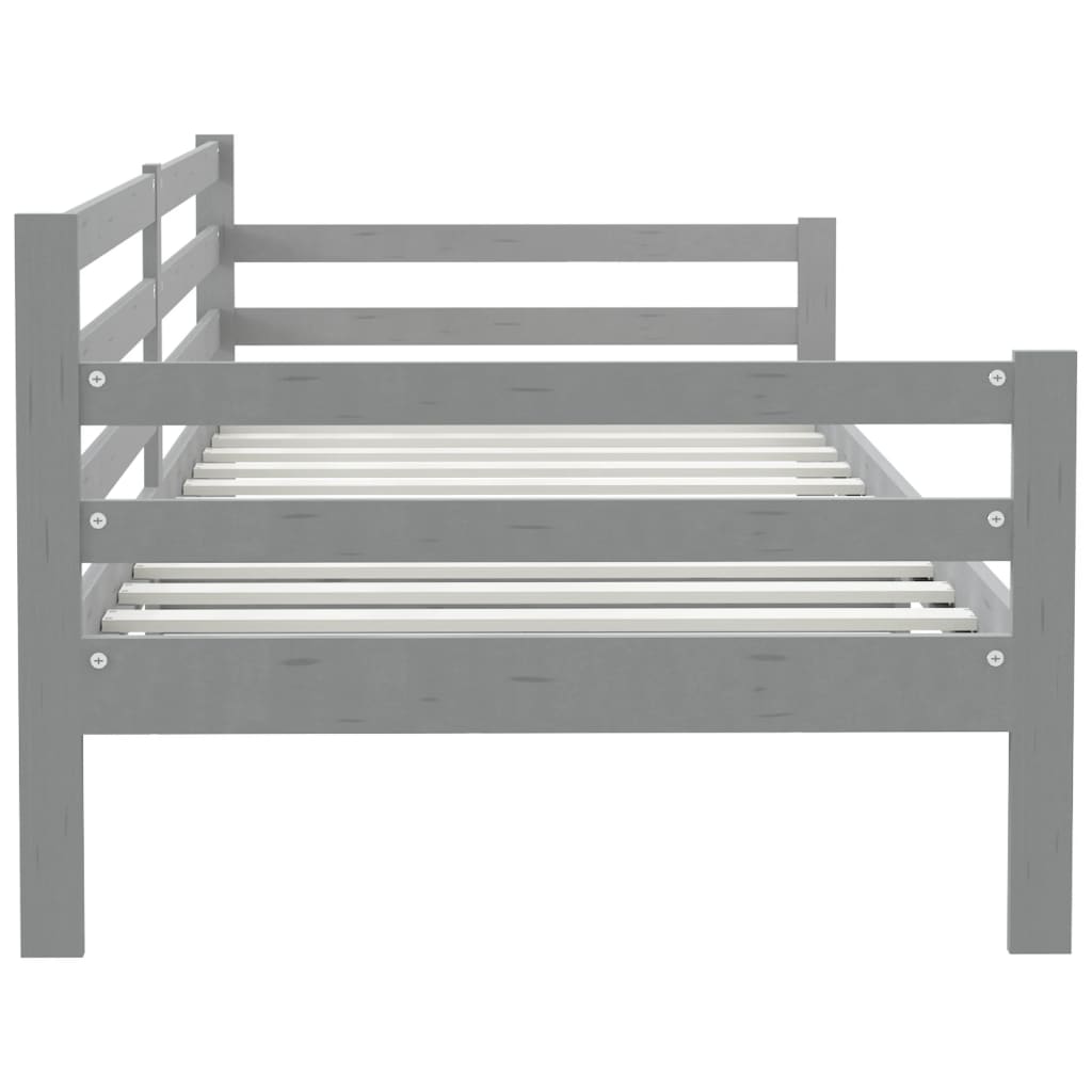 Grey Solid Pine Wood Day Bed Frame 90x200cm - No Mattress Included