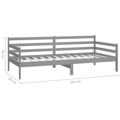 Grey Solid Pine Wood Day Bed Frame 90x200cm - No Mattress Included