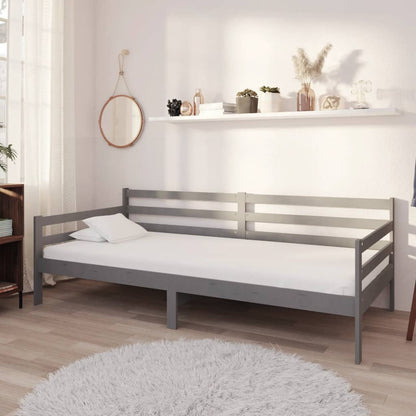 Grey Solid Pine Wood Day Bed Frame 90x200cm - No Mattress Included