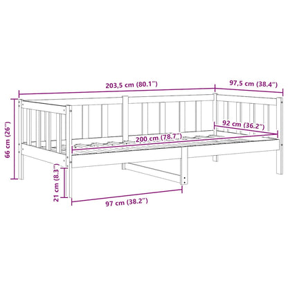 Solid Pine White Day Bed Frame 90x200cm - No Mattress Included