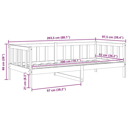 Grey Solid Wood Pine Day Bed Frame - 90x200cm (No Mattress)