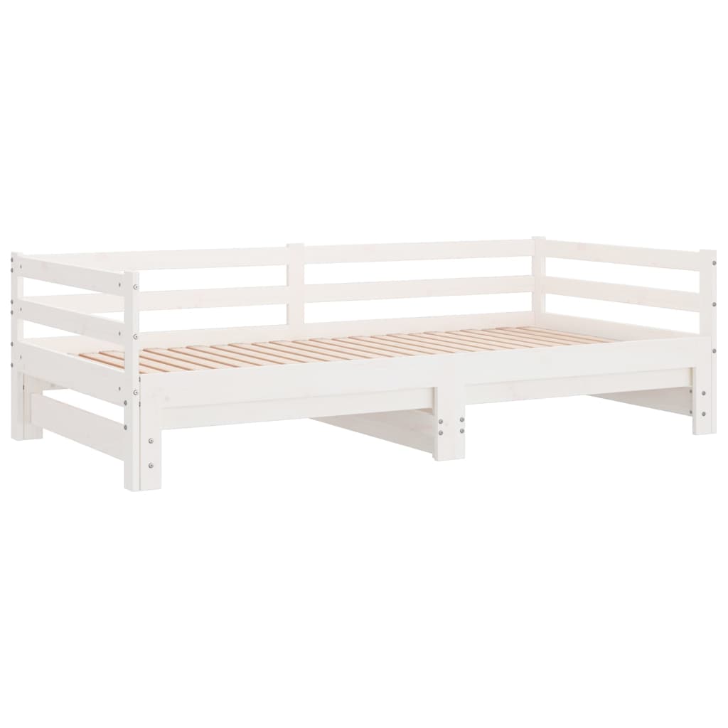 White Pull-Out Day Bed Frame 2x(90x200)cm - No Mattress Included