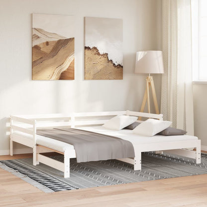 White Pull-Out Day Bed Frame 2x(90x200)cm - No Mattress Included
