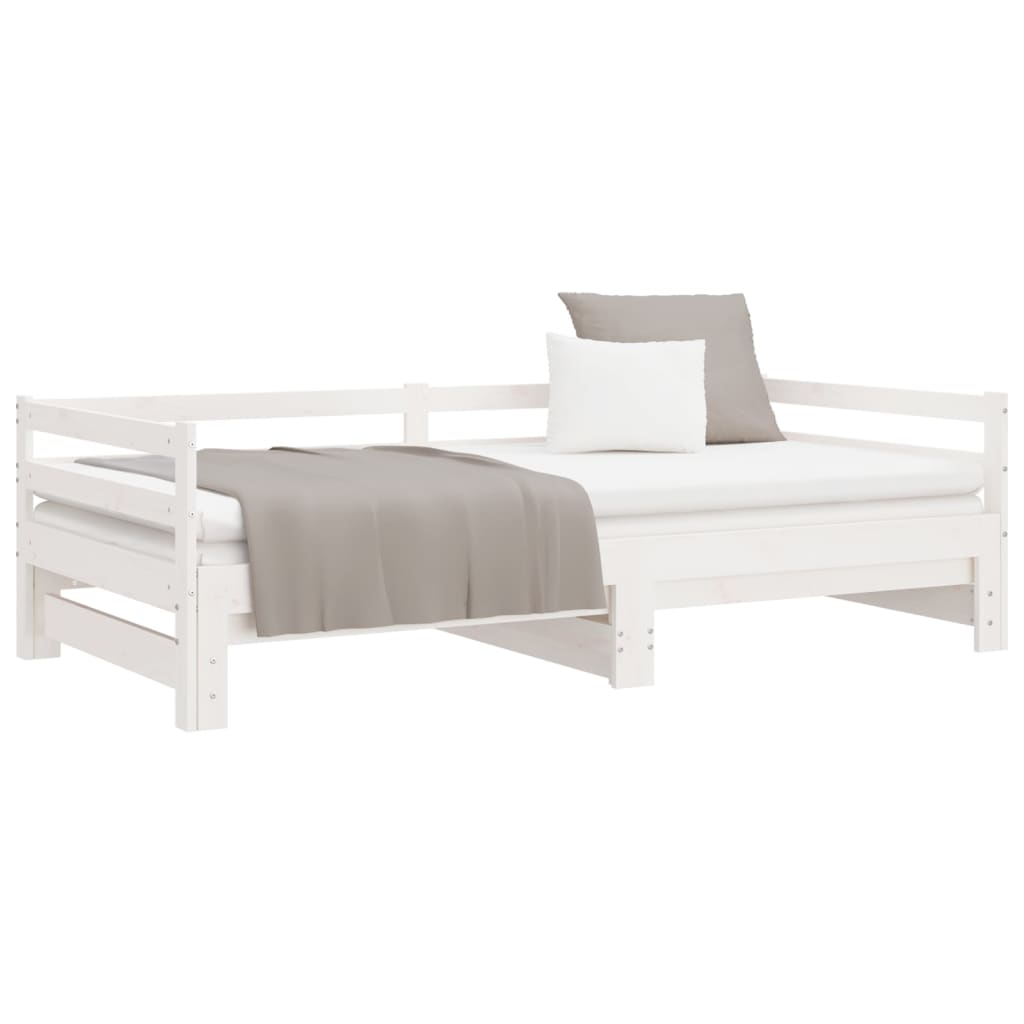White Pull-Out Day Bed Frame 2x(90x200)cm - No Mattress Included