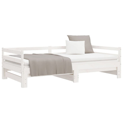 White Pull-Out Day Bed Frame 2x(90x200)cm - No Mattress Included