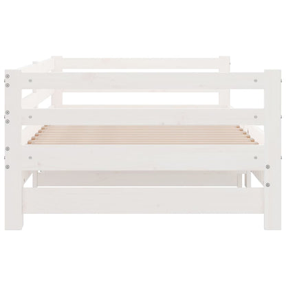 White Pull-Out Day Bed Frame 2x(90x200)cm - No Mattress Included