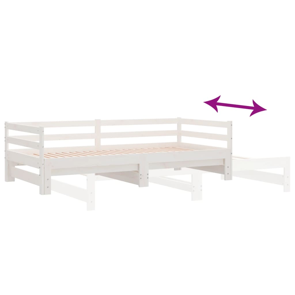 White Pull-Out Day Bed Frame 2x(90x200)cm - No Mattress Included