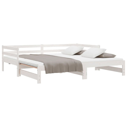 White Pull-Out Day Bed Frame 2x(90x200)cm - No Mattress Included