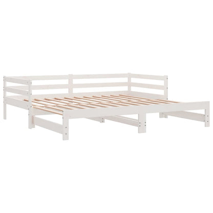 White Pull-Out Day Bed Frame 2x(90x200)cm - No Mattress Included