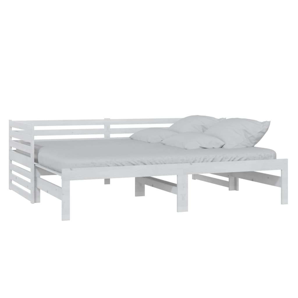 White Pull-out Day Bed Frame - No Mattress, 2x(90x200)cm